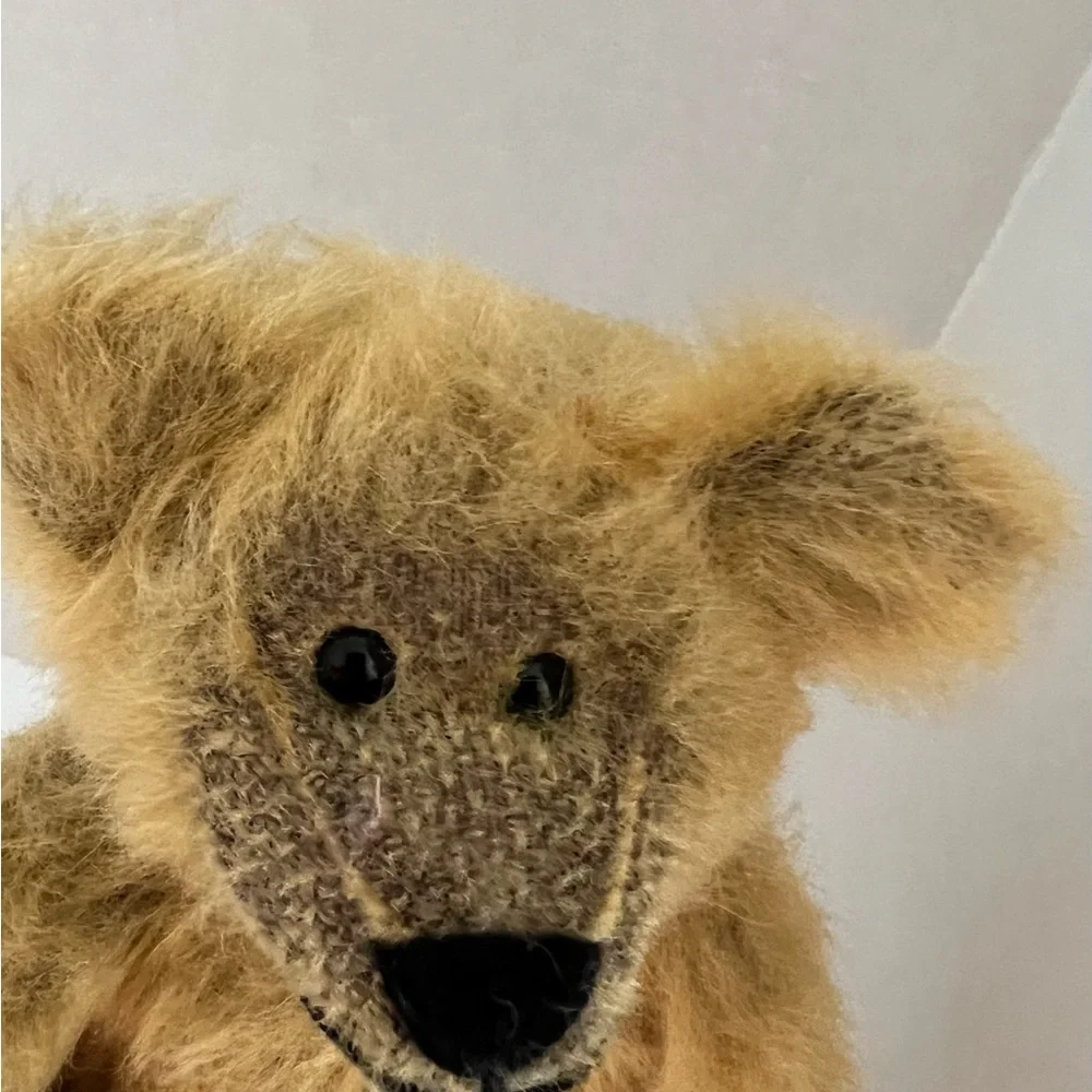 Vintage Unbranded 12” Jointed Posable Mohair Teddy Bear Plush Caramel Color